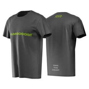 Vamoooos FRWD T-Shirt for Men – black breathable sports tee with bold padel slogan for UAE players